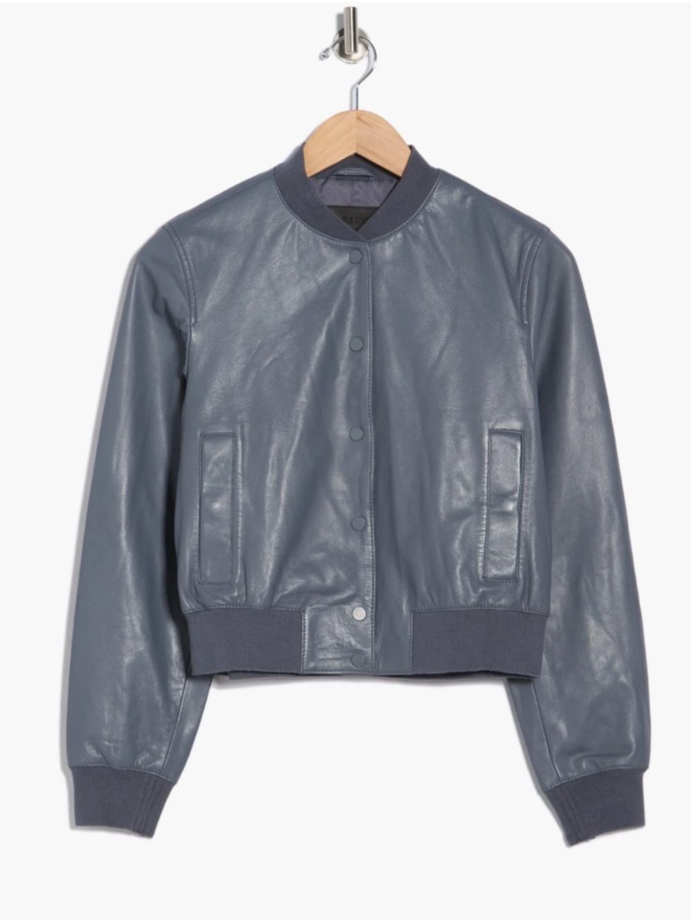 ALLSAINTS Riley Leather Bomber Jacket Grey Sz 8 - NWT $539